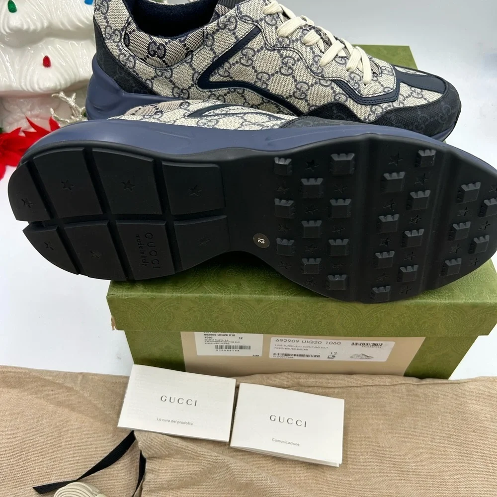 Men's Gucci GG supreme Rython sneakers size 12 made in Italy NWT - Picture 7 of 11